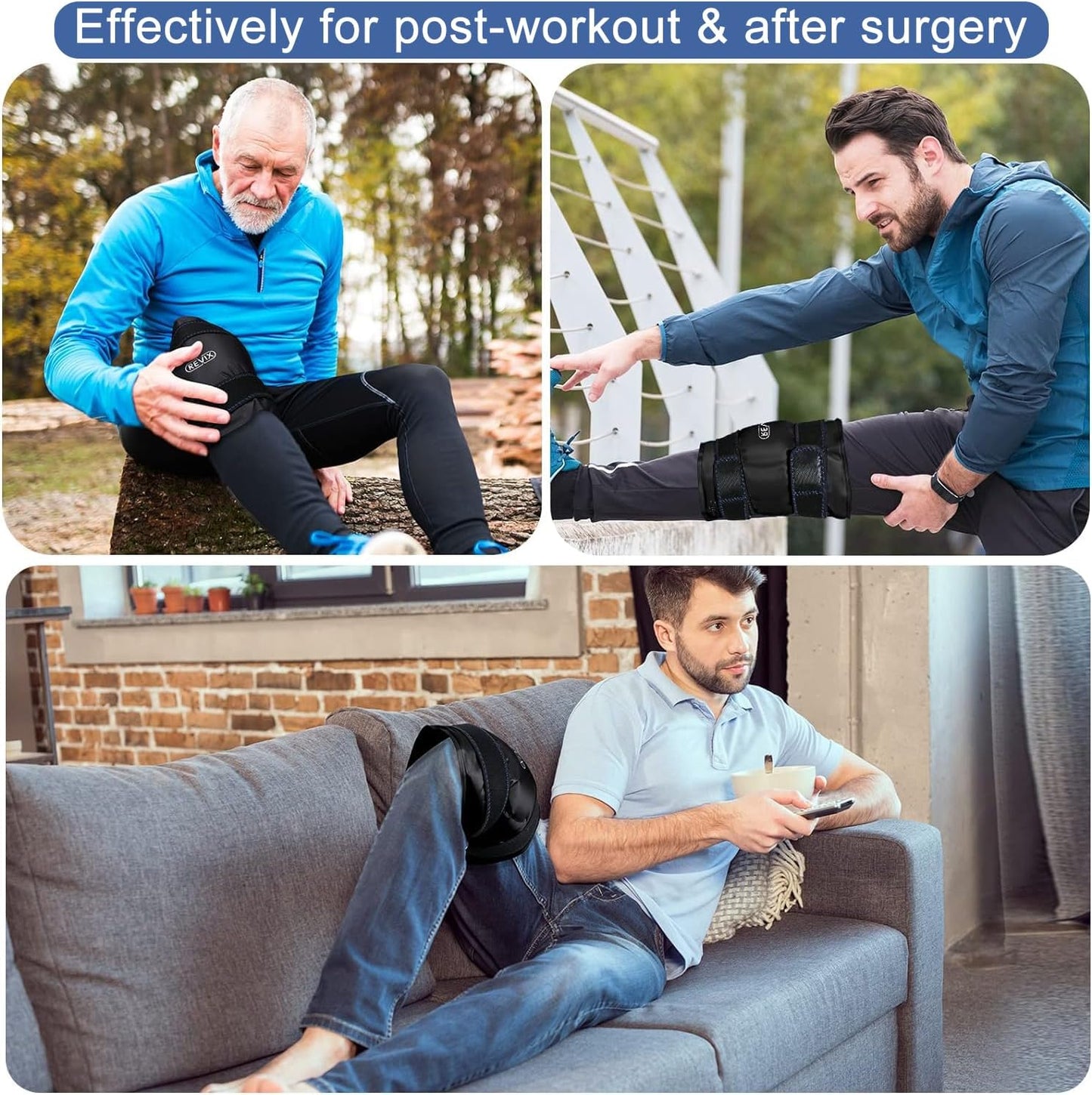 REVIX XL Knee Ice Pack with Cold Compression for Recovery, Comfort, Mobility - Gel Cold Wrap for Knee Replacement, Flexibility and Fatigue - Espot.com.au