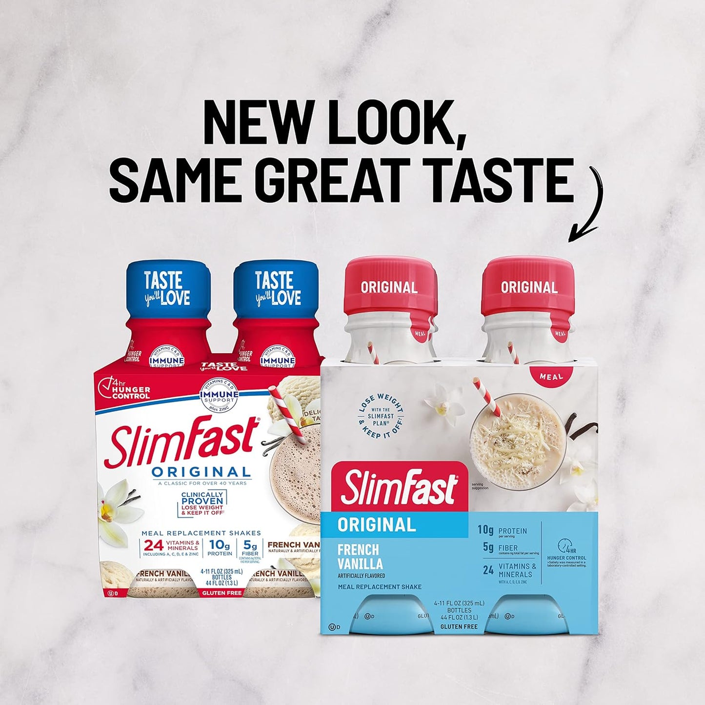 SlimFast French Vanilla Meal Replacement Shake, 10g Protein, 11 Fl. Oz Bottle, 4 Count - Weight Loss Drink - Espot.com.au