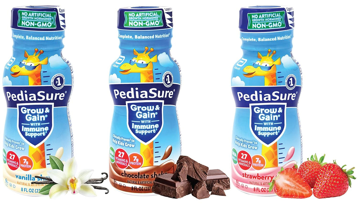 pediasure-immune-support-shake-variety-pack---strawberry-vanilla-chocolate---12-pack---complete-nutrition-for-kids---niro-assortment-2