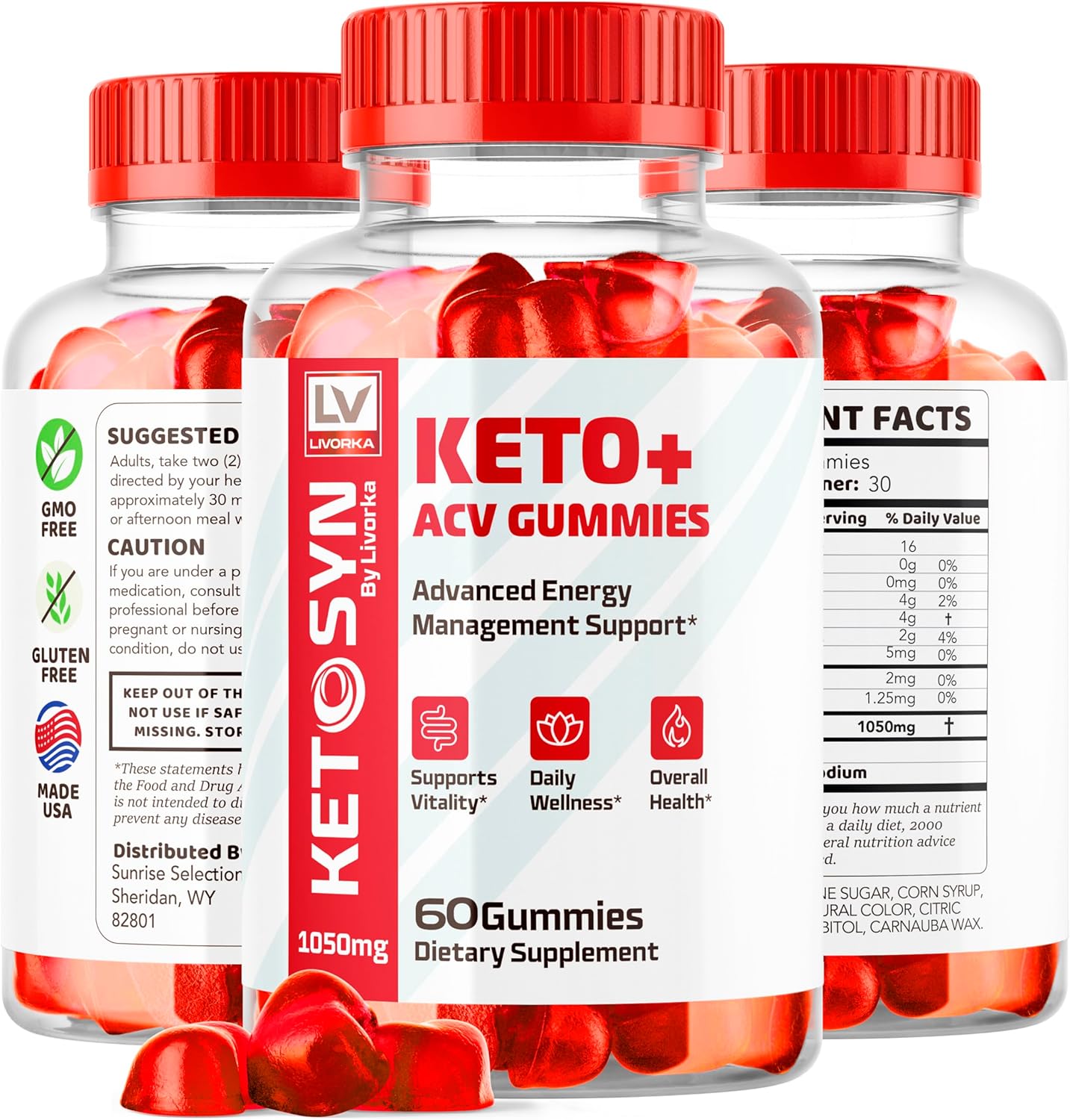 Ketosyn Keto ACV Gummies (2 Pack) 1050 MG - 120 Gummies for 2 Months - Keto Syn Gummies for Enhanced Weight Management and Digestive Health - Espot.com.au
