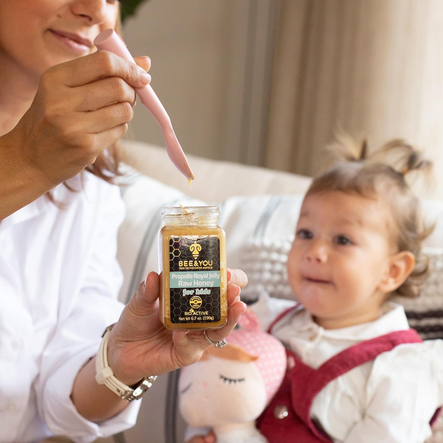 bee-you-kids-royal-jelly-raw-honey-with-propolis-extract---100-natural-superfood-for-immune-support-antioxidants---keto-paleo-gluten-free---67-oz-5