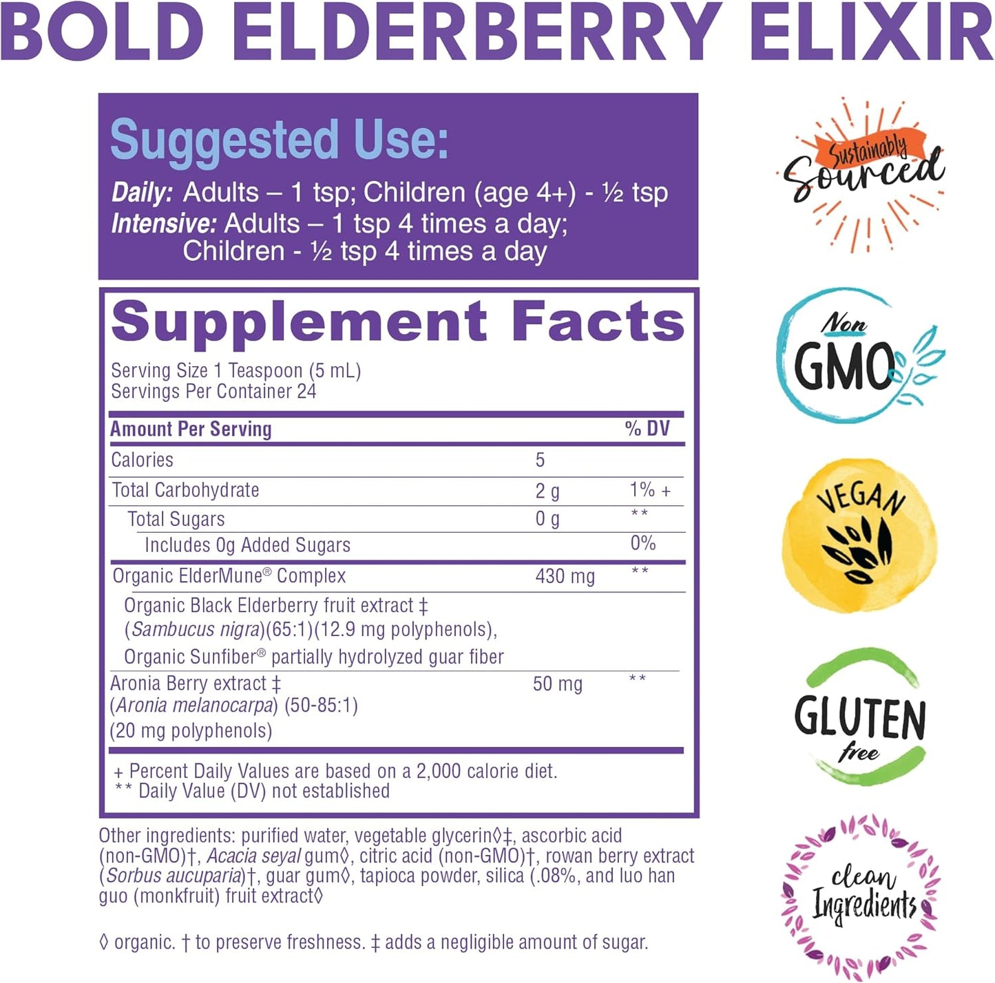 65x Concentrated Elderberry Elixir with Aronia Berry for Immune Support - 4 Fl. Oz - Kid Friendly & Sugar-Free - Espot.com.au
