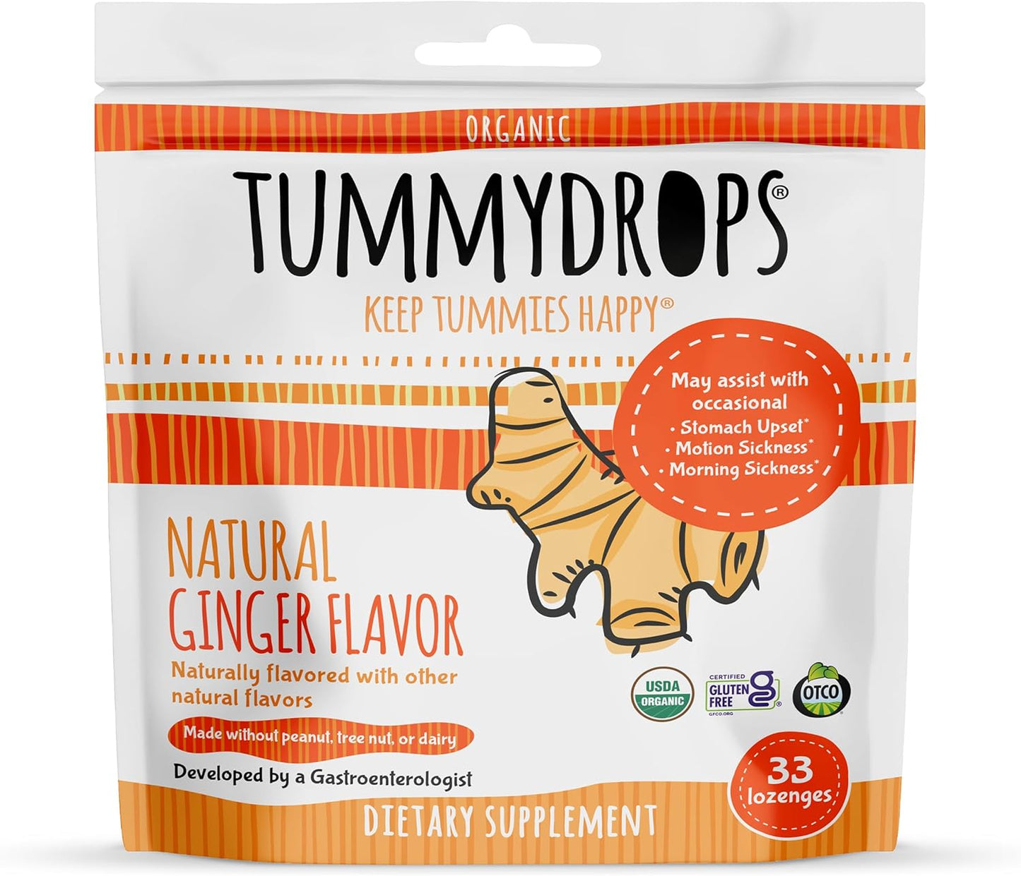 Organic Ginger Tummydrops Bundle - Natural & Vegan Butterscotch Ginger, Gluten-Free, USDA Organic, Vegan - 2 Bags - Espot.com.au