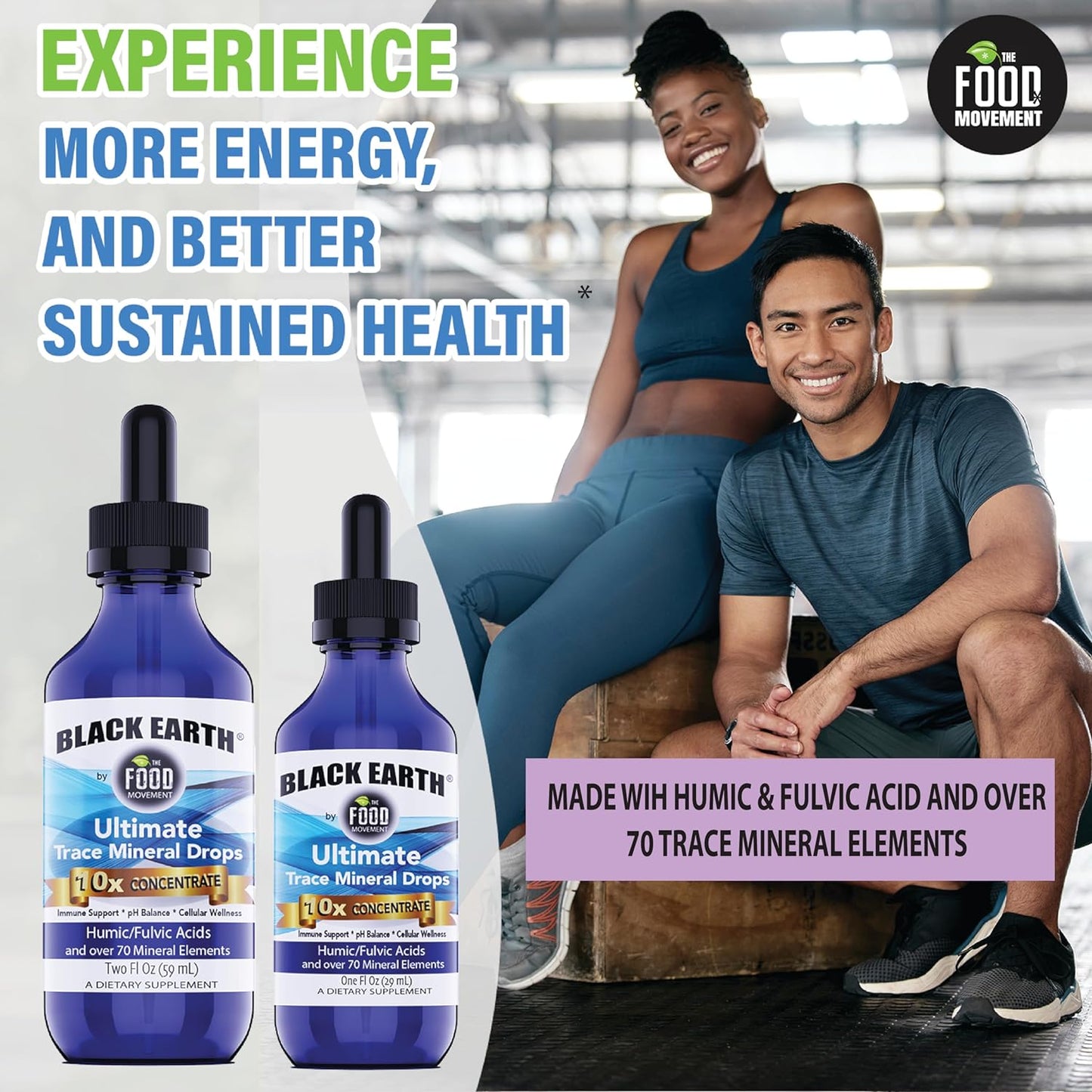 Black Earth Ultimate Trace Minerals 10x Strength - Fulvic & Humic Acid Supplement for Athletes - Non GMO Vegan Formula - 1oz Dropper - Espot.com.au