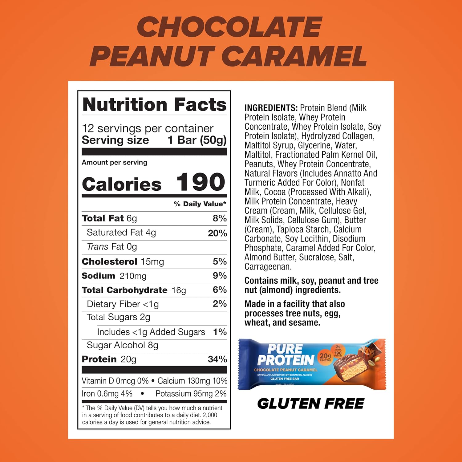 High Protein Chocolate Peanut Caramel Bars - Nutritious Snacks for Energy, Low Sugar, Gluten Free - 12 Count Pack, 1.76oz Each - Espot.com.au