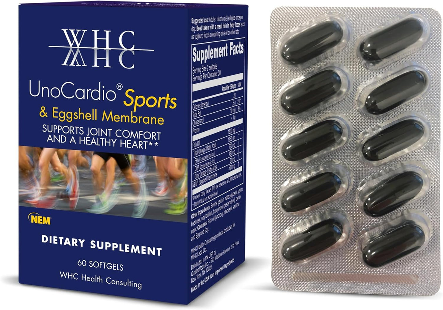 whc-unocardio-sports-eggshell-membrane-fish-oil-softgels---joint-heart-health-support---1250mg-omega-3-720mg-epa-480mg-dha---unflavored---60-count-2