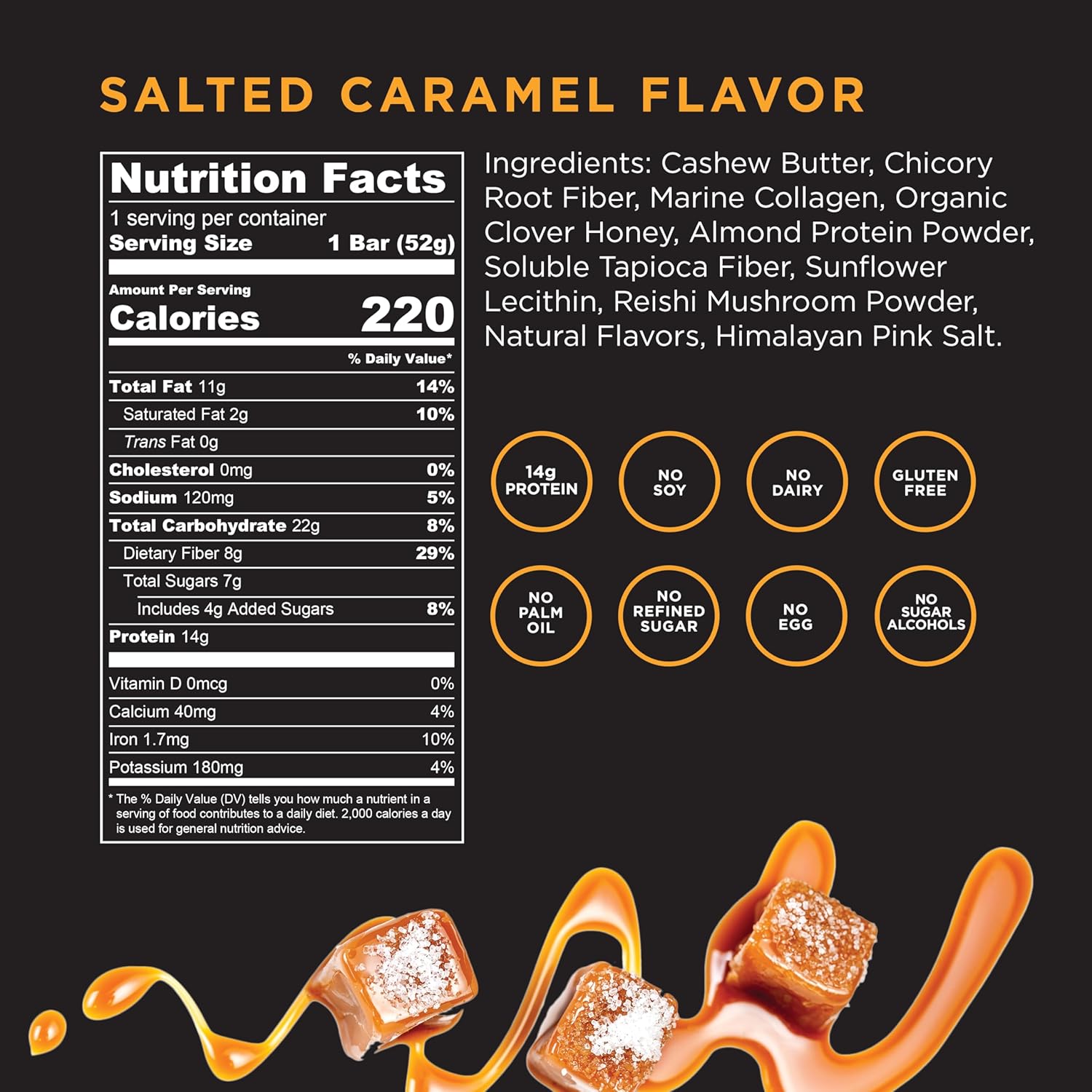 salted-caramel-marine-collagen-protein-bar-with-reishi-mushroom---adaptogenic-snack-bar-for-energy-and-immune-support---dairy-free-functional-health-bar-pack-of-12-3