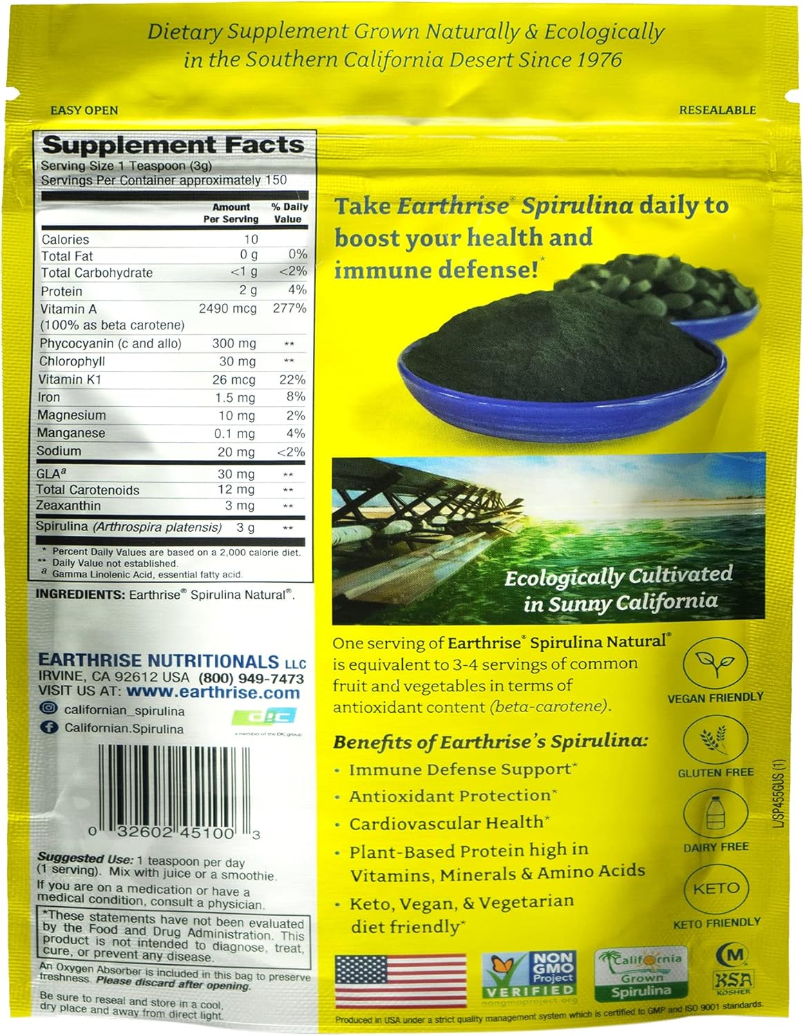 earthrise-spirulina-natural-powder-16oz---premium-california-grown-vegan-superfood---gluten-free-keto-friendly-non-gmo---rich-in-vitamins-minerals---1-lb-pack-2