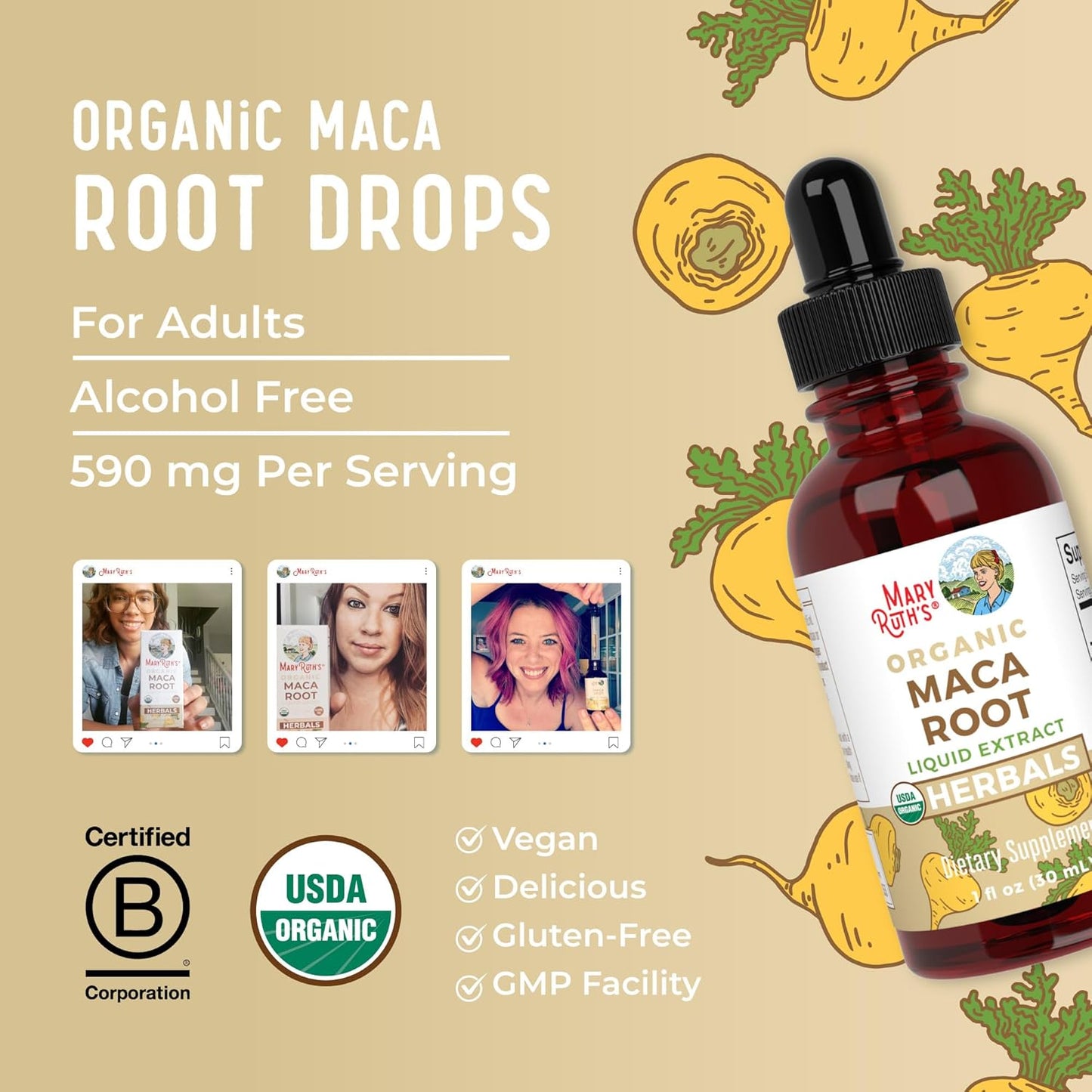 MaryRuth Organics Maca Root Liquid Extract - 1 Fluid Ounce - Organic Vegan Supplement for Energy Boost and Hormone Balance - Espot.com.au
