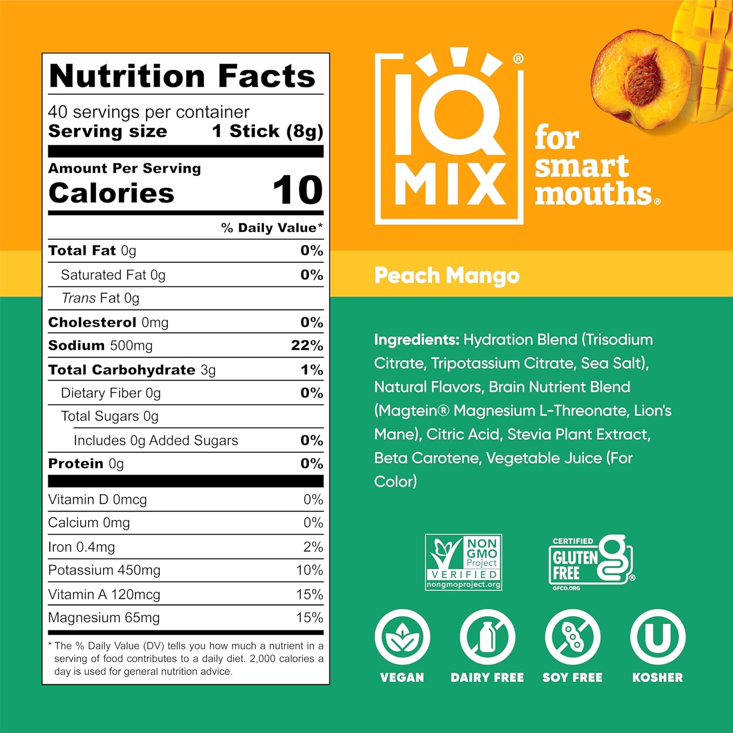 iqbar-iqmix-peach-mango-electrolyte-powder-packets---sugar-free-hydration-supplement-with-keto-electrolytes-lions-mane-magnesium-and-potassium---40-pack-4