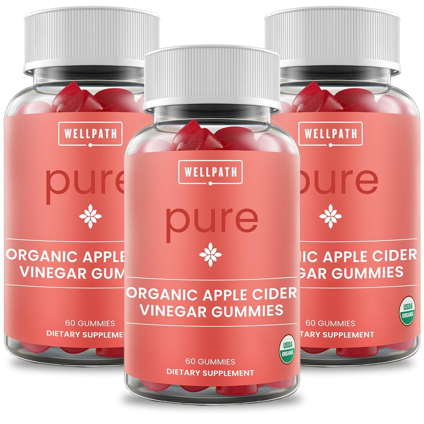 Organic Apple Cider Vinegar Gummies with Ginger for Gut Health - 3 Pack, 180 Ct - Vegan & Non-GMO by WellPath - Espot.com.au