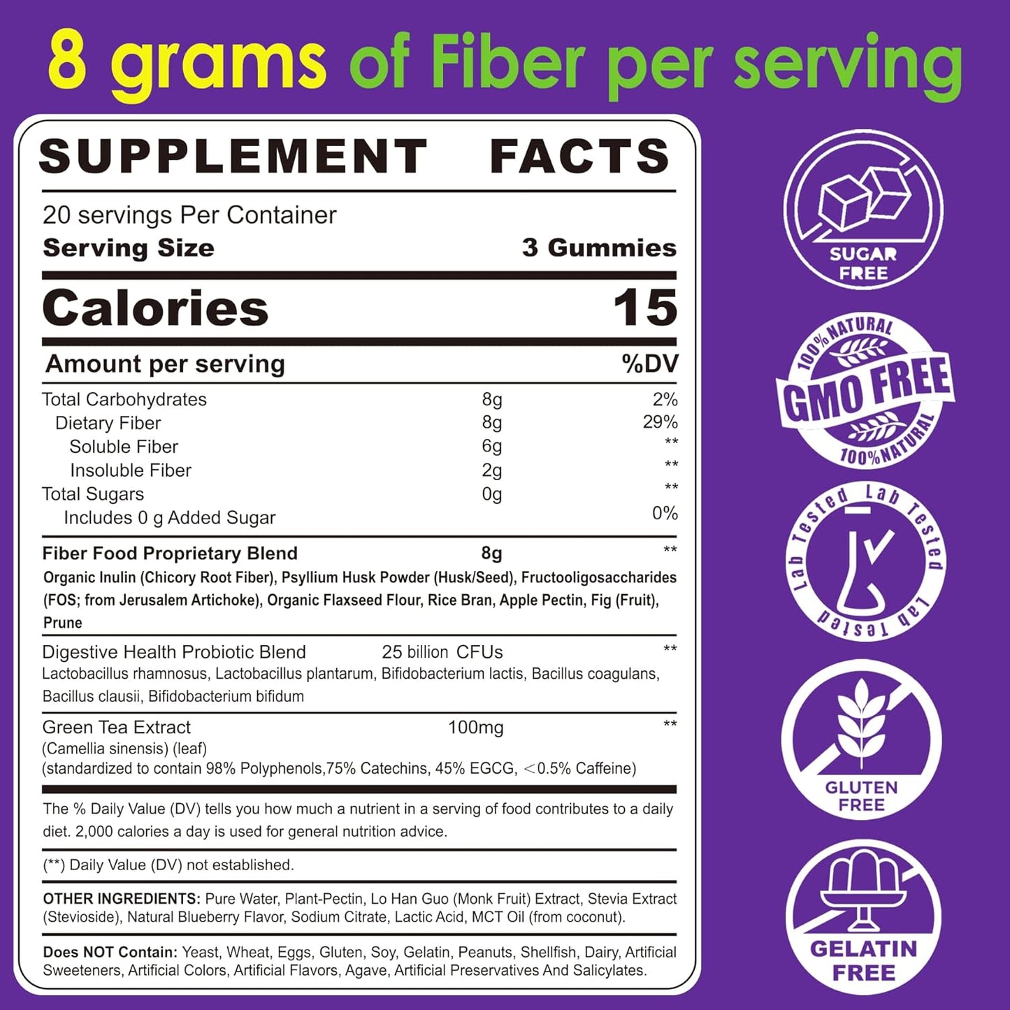 neviss-fiber-gummies-for-adults---probiotics-green-tea-extract-sugar-free-plant-based-fiber-supplement-blend---digestive-health-regularity---non-gmo-vegan---60-count-2