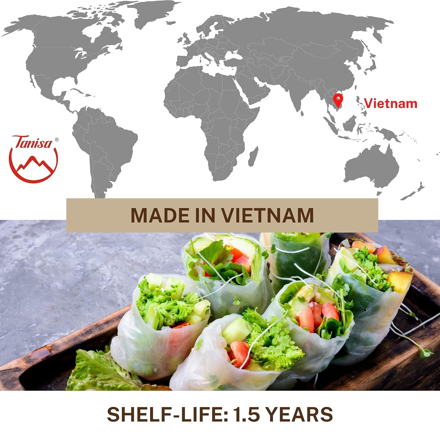 38 Sheets Tanisa Organic Rice Paper Wrappers, 22cm, 12 oz - Low Carb Tortilla, Spring Roll Wrappers, Gluten Free Wraps - Non GMO Banh Trang Goi Cuon - Espot.com.au