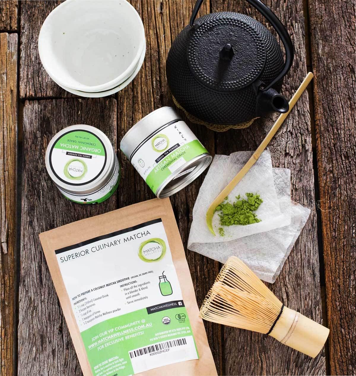 Premium Eco Heed Organic Japanese Matcha Green Tea Powder - Stone Ground Culinary Grade - Additive-Free - 3.5oz Pack - Espot.com.au