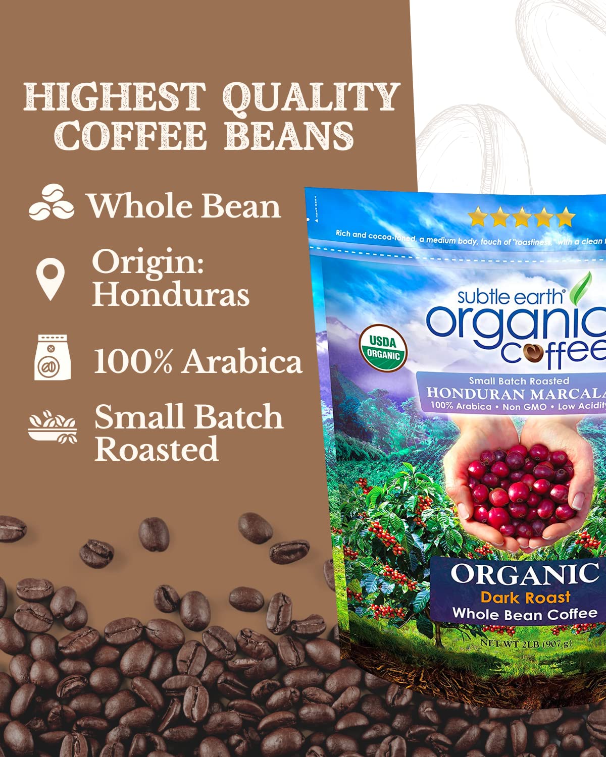 organic-dark-roast-whole-bean-coffee---low-acidity---non-gmo---100-arabica-beans---cafe-don-pablo-subtle-earth---2lb-bag-2