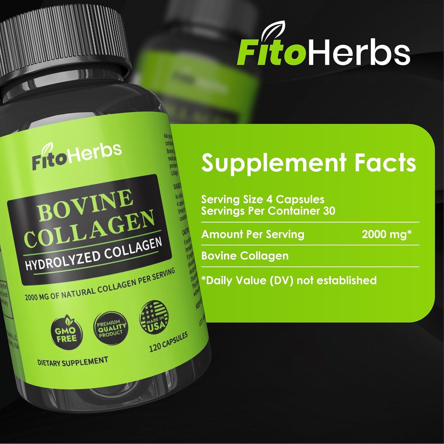 Hydrolyzed Bovine Collagen Peptides Capsules for Joint, Nerve, and Bone Support - Vegan Formula for Men & Women - Non-GMO - 120 Capsules - Espot.com.au