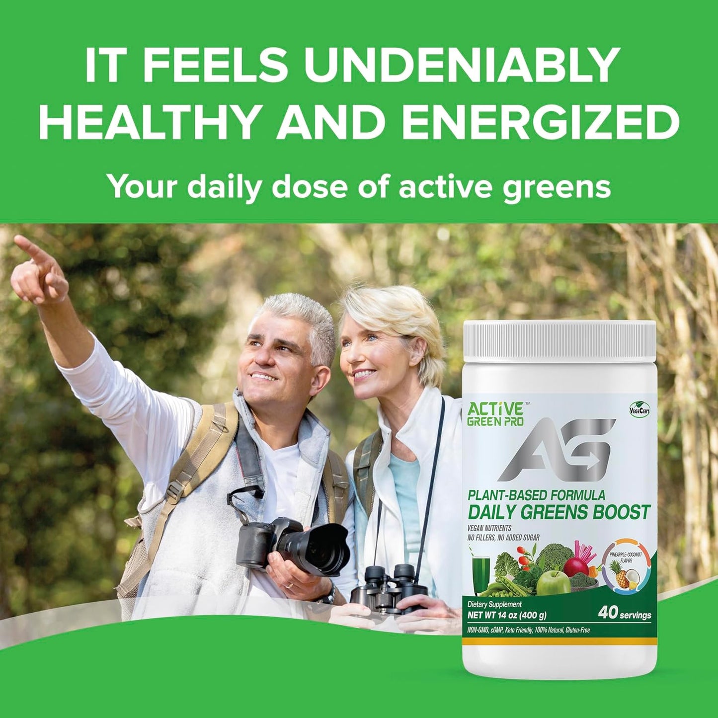 Green Superfoods Powder with 14 Different Greens - Packed with Antioxidants, Fiber, Vitamins, and Minerals for Daily Health and Detox - Active Green Pro Formula - Espot.com.au