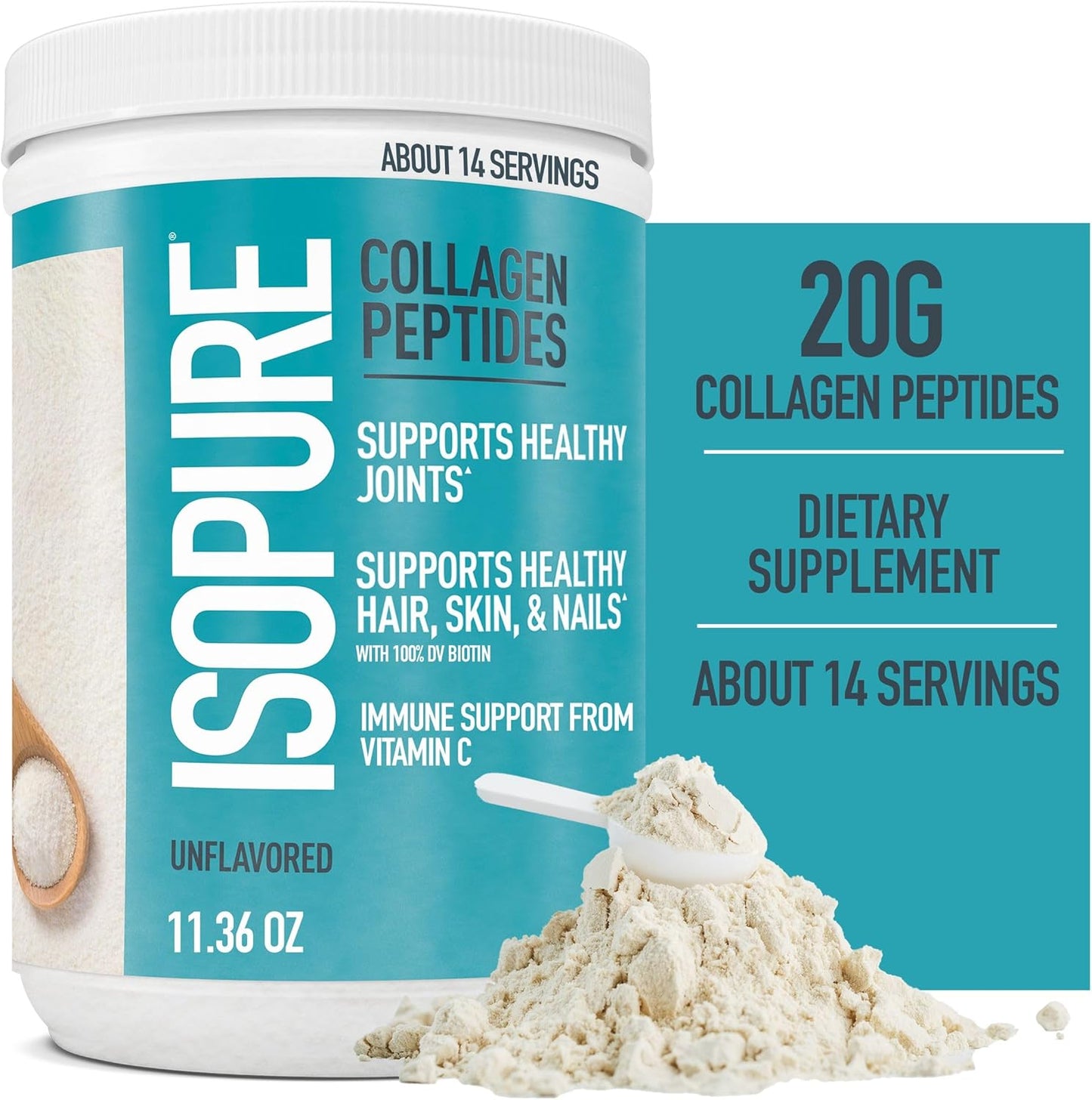 Isopure Unflavored Whey Protein Isolate Bundle with Collagen Peptides Powder, 25g Protein, Zero Carb, 16 Servings, 1 Pound + 14 Servings, Vitamin C, Biotin, Packaging May Vary - Espot.com.au
