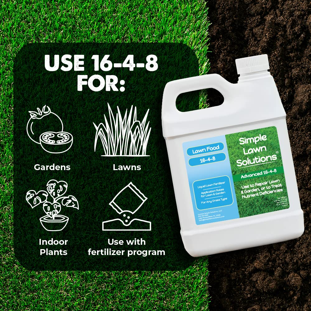 Liquid Lawn Food Concentrate for Spring & Summer - 16-4-8 Advanced Lawn Fertilizer with Fish, Seaweed, and Kelp - NPK Balanced - All Grass Types - Simple Lawn Solutions - 1 Quart - Espot.com.au