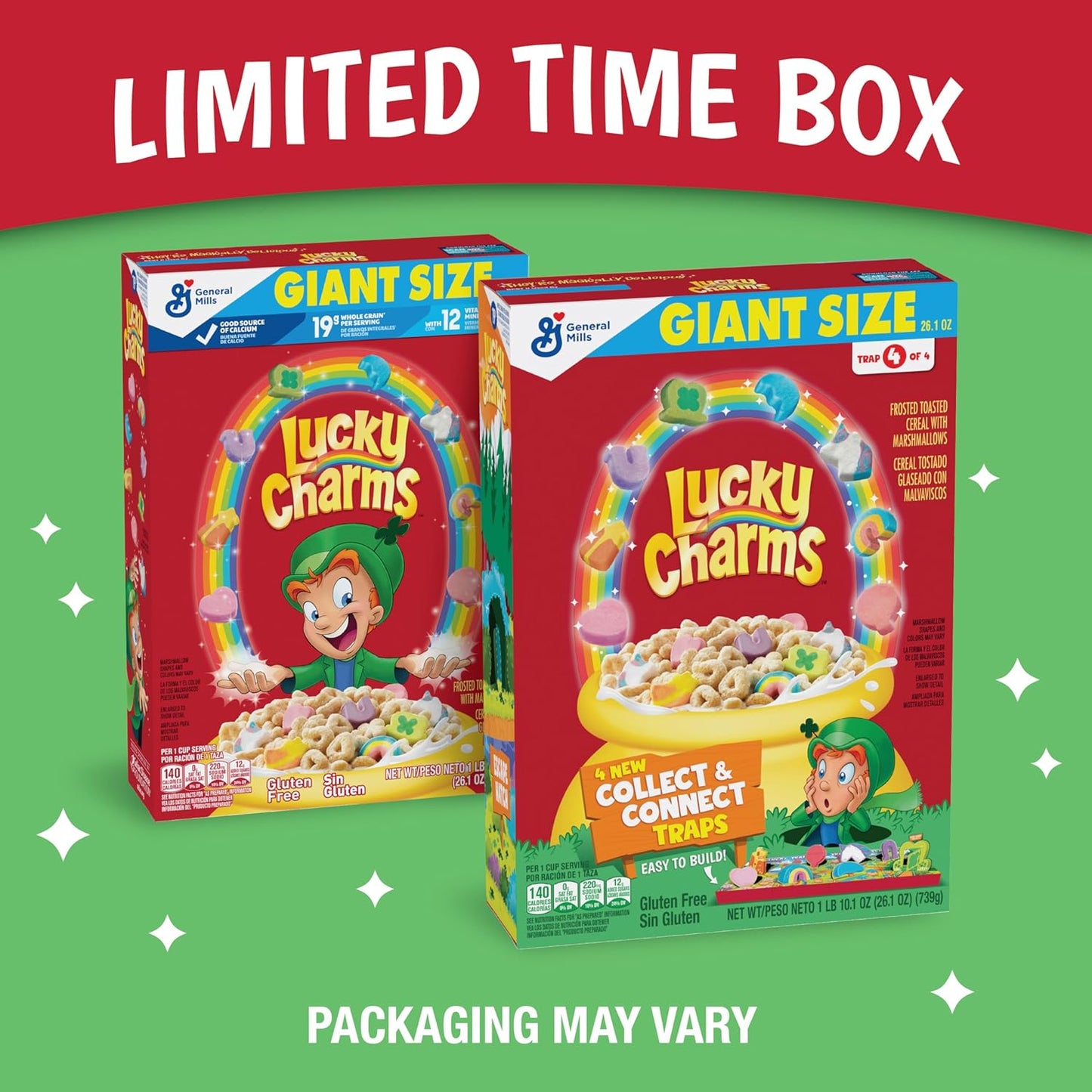 Gluten-Free Lucky Charms Cereal with Marshmallows, Giant Size 26.1 oz, Whole Grain Kids Breakfast - Espot.com.au