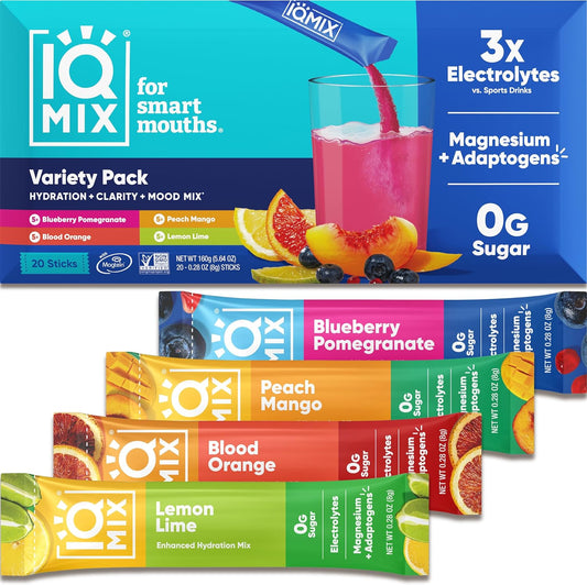 iqbar-iqmix-electrolyte-powder-packets---sugar-free-hydration-supplement-with-keto-electrolytes-lions-mane-and-potassium-citrate---variety-pack-of-20-1