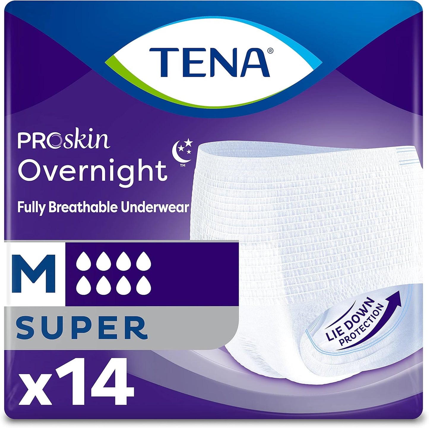 TENA ProSkin Overnight Super Protective Incontinence Underwear, Heavy Absorbency, Medium, Unisex, 56 Count - Espot.com.au