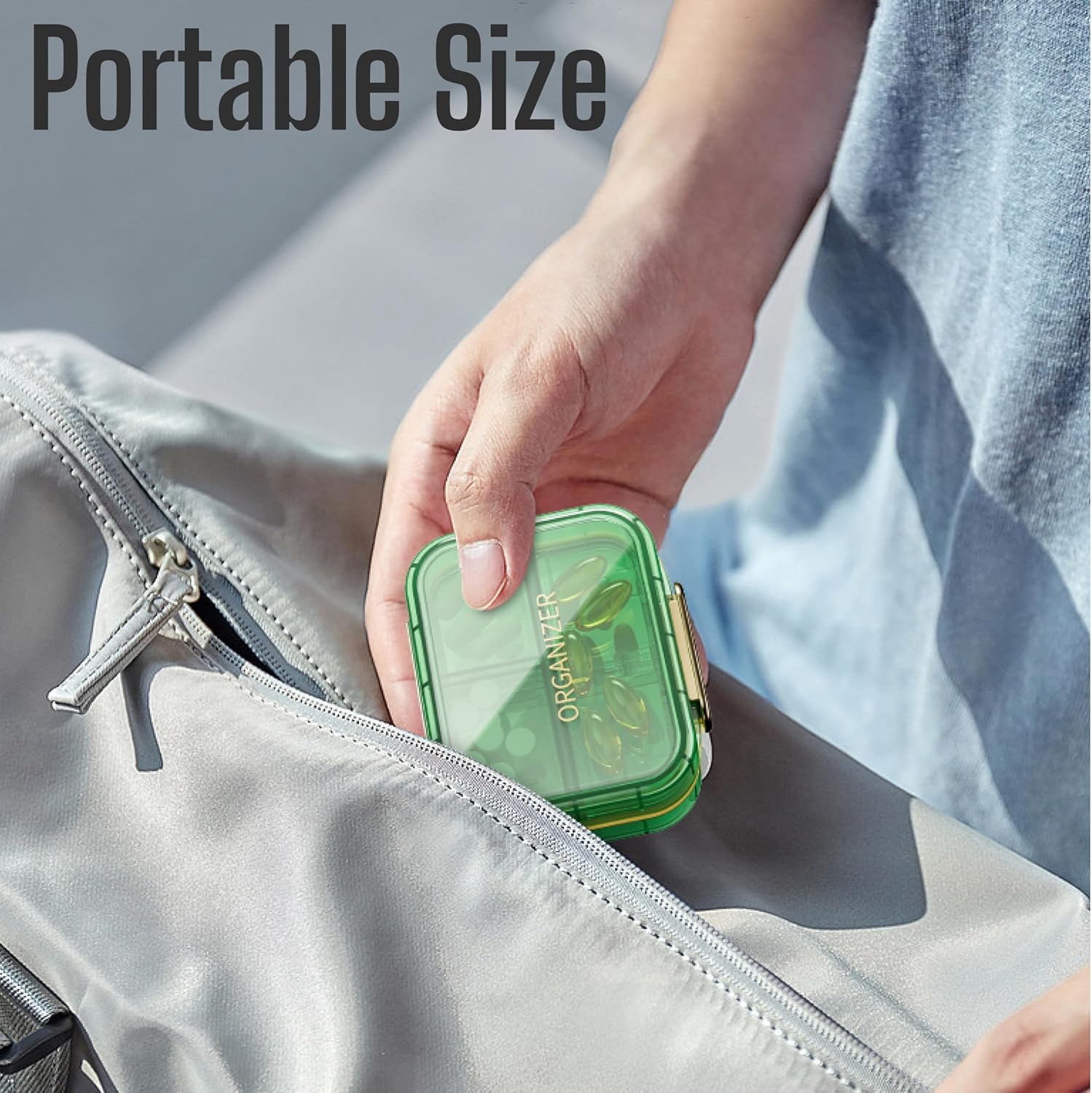 compact-7-day-pill-organizer-for-travel---cute-vitamin-case-with-portable-medicine-box---small-daily-pill-holder-in-green---pharmacy-supplement-container-for-purse-medication-dispenser-3