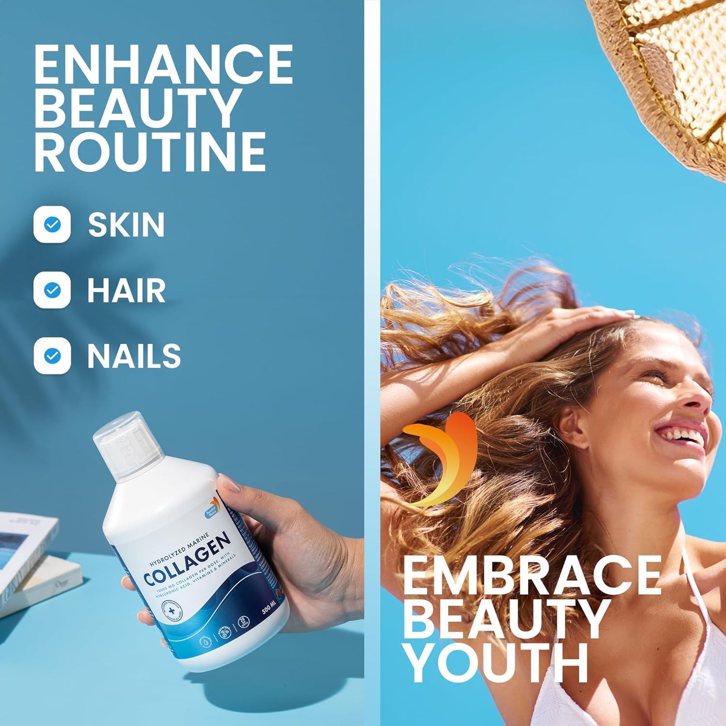 premium-hydrolyzed-marine-collagen-liquid-supplement---10000mg---500ml---20-day-supply---hyaluronic-acid-biotin-vitamin-c---hair-skin-nails-joints---sugar-free---swedish-nutra-3