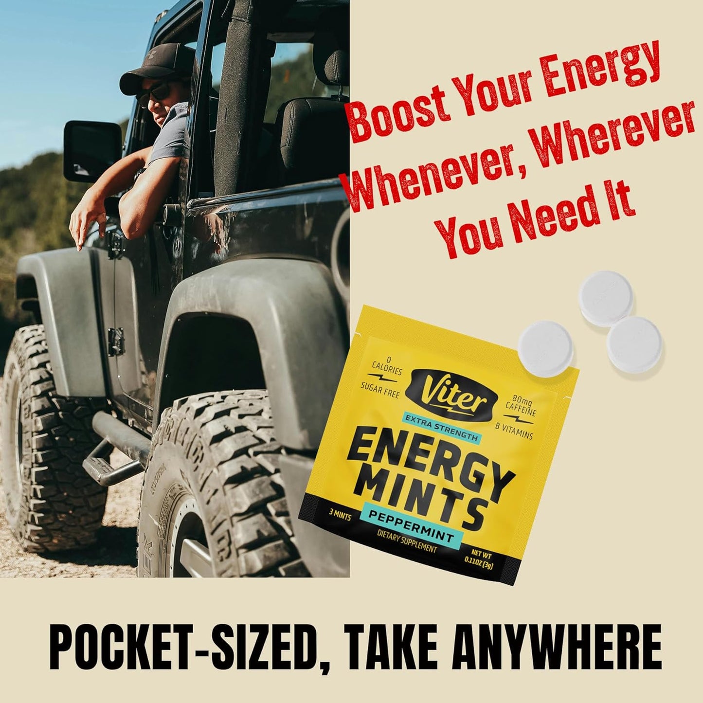 Viter Energy Caffeine Mints 80mg Extra Strength - 90 Pieces with B Vitamins. Sugar Free Vegan Mint for Energy Boost and Focus. Peppermint Flavor, 30 Pack. - Espot.com.au