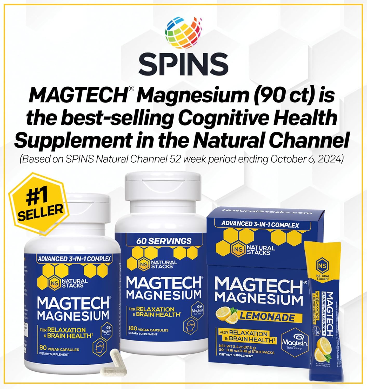 Bundle: Natural Stacks Magtech Magnesium + Zen Magnesium Gummies - 4 Forms - Relaxation & Brain Health - 120 Pieces - Espot.com.au