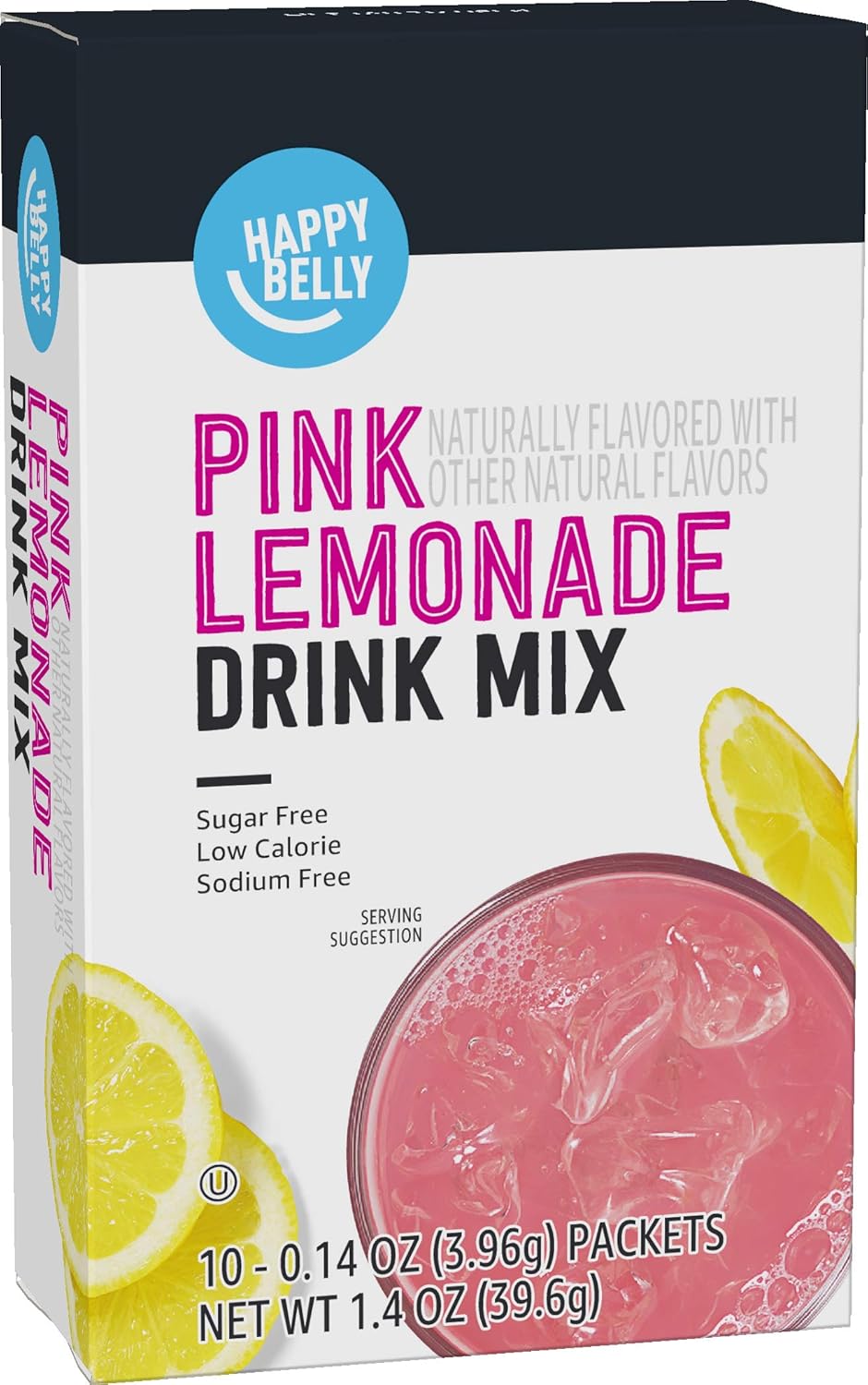 Happy Belly Pink Lemonade Drink Mix Singles, 1.4 Oz (Pack of 12) by Amazon Brand - Convenient Pack of 12 Individual Packets of Pink Lemonade Mix for On-the-Go Refreshment - Espot.com.au