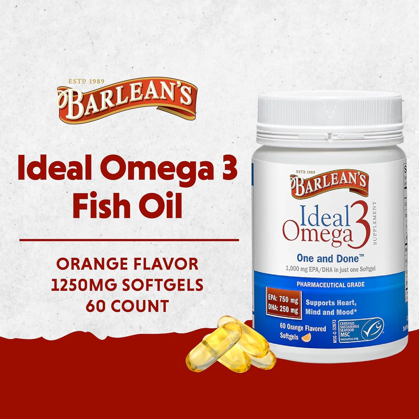 barleans-ideal-omega-3-fish-oil-supplement-1000mg-softgels-pharmaceutical-grade-epa-dha-for-brain-joint-heart-health-orange-flavor---60-count-2