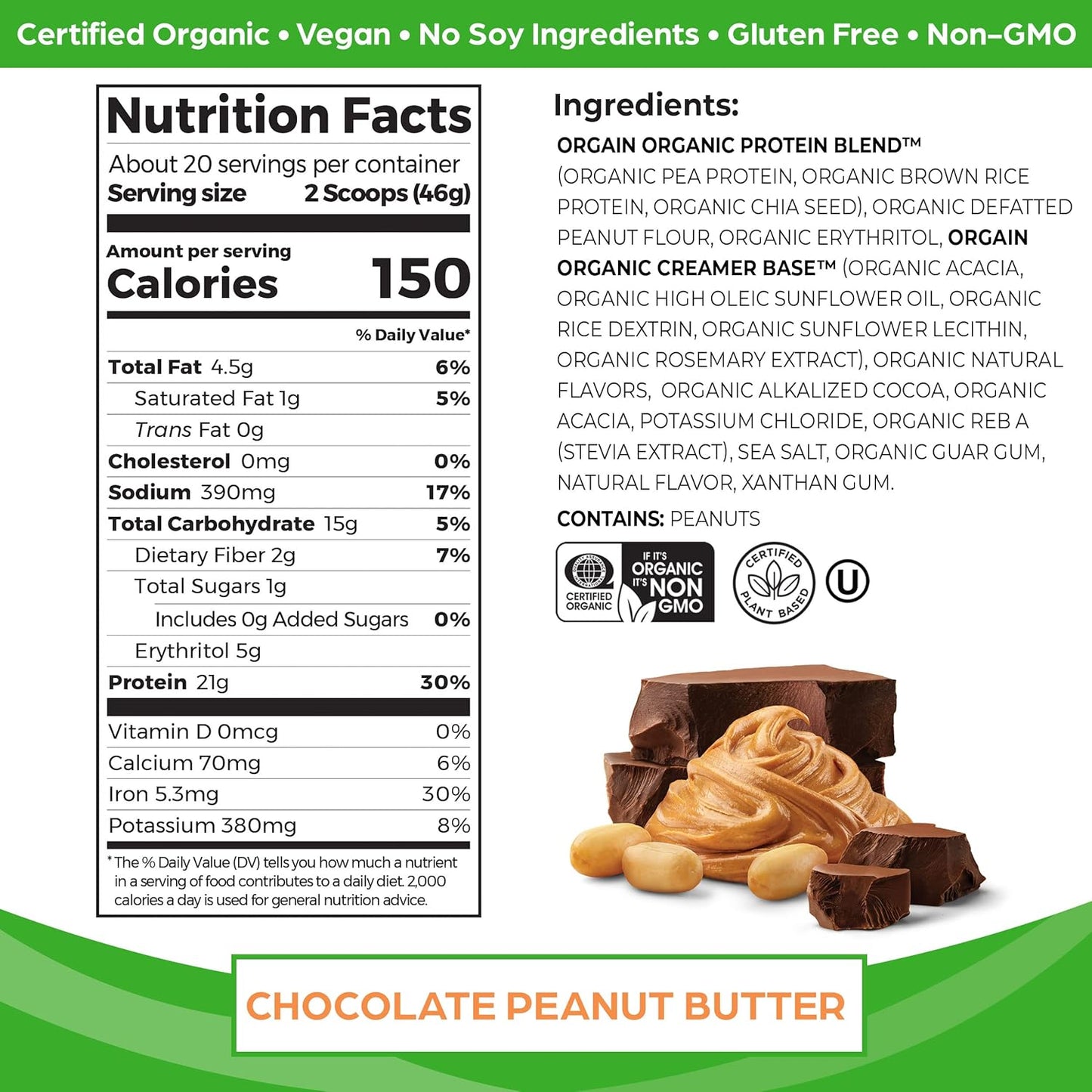 orgain-chocolate-peanut-butter-vegan-protein-powder---21g-plant-protein-6g-fiber-low-net-carb-no-lactose-non-gmo---203-lb-2