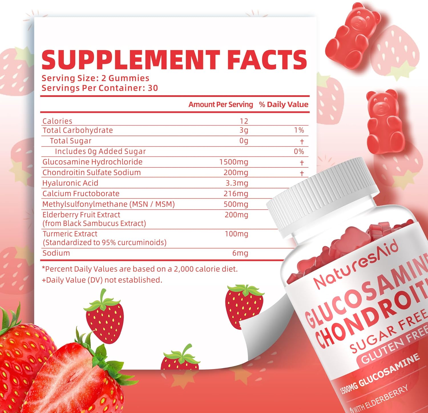 extra-strength-glucosamine-chondroitin-gummies-with-msm-elderberry---joint-immune-support-for-adults---strawberry-flavor---2-pack-2