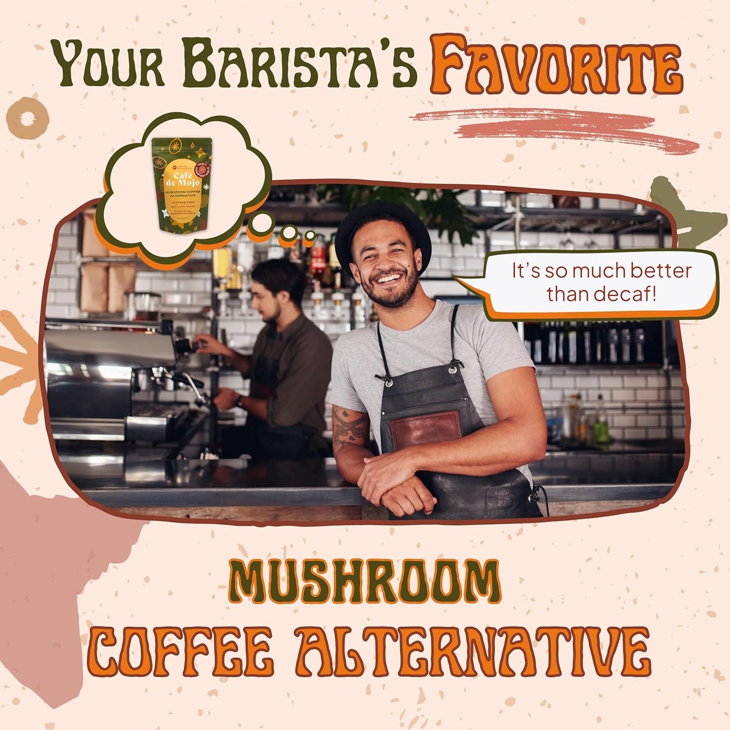 Decaf Mushroom Coffee Alternative with Adaptogenic Mushrooms and Superfood Extracts - Caffeine-Free Maya Nut Brew - Espot.com.au