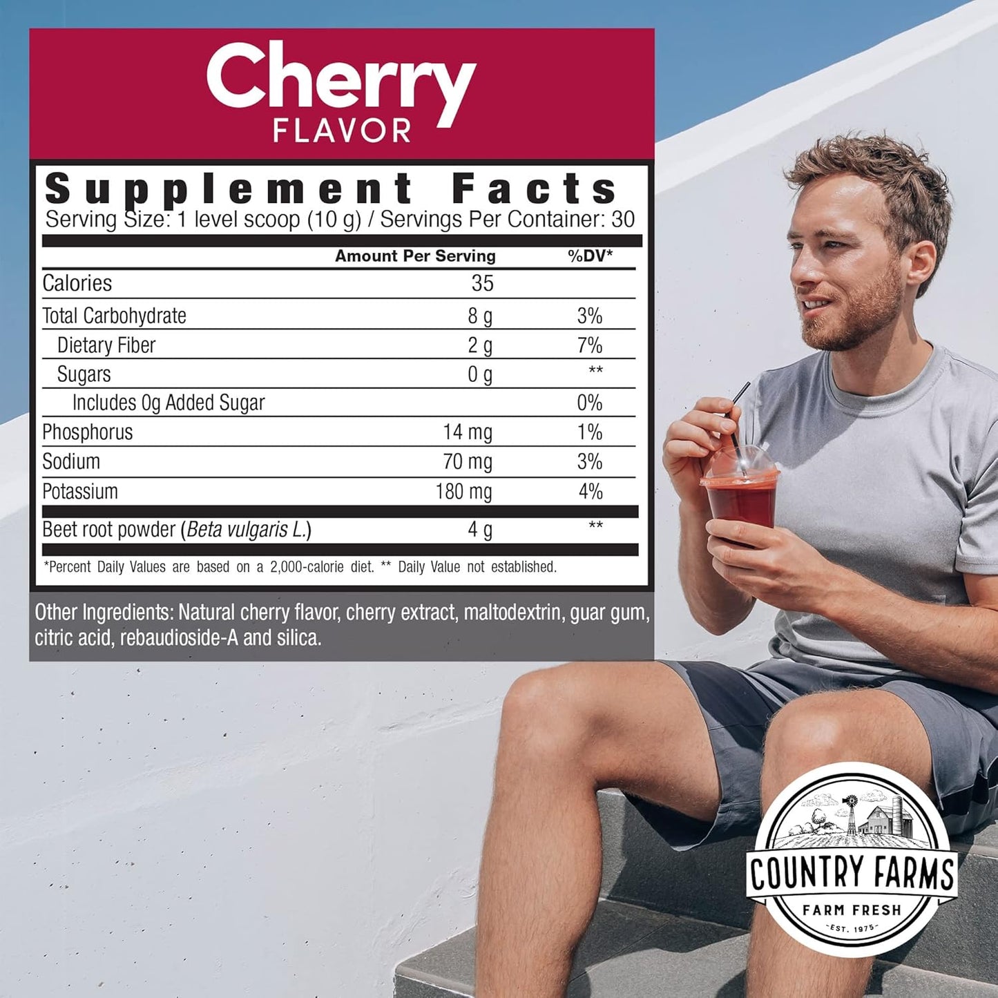 country-farms-cherry-flavored-beet-powder---natural-nitric-oxide-booster-for-healthy-circulation-and-energy---wholefood-extract-superfood-with-60-servings-2