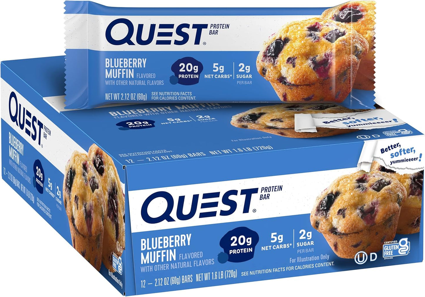 High Protein Snickers Peanut Caramel Bars & Blueberry Muffin Quest Protein Bars Bundle - 36 Bars Total - Espot.com.au