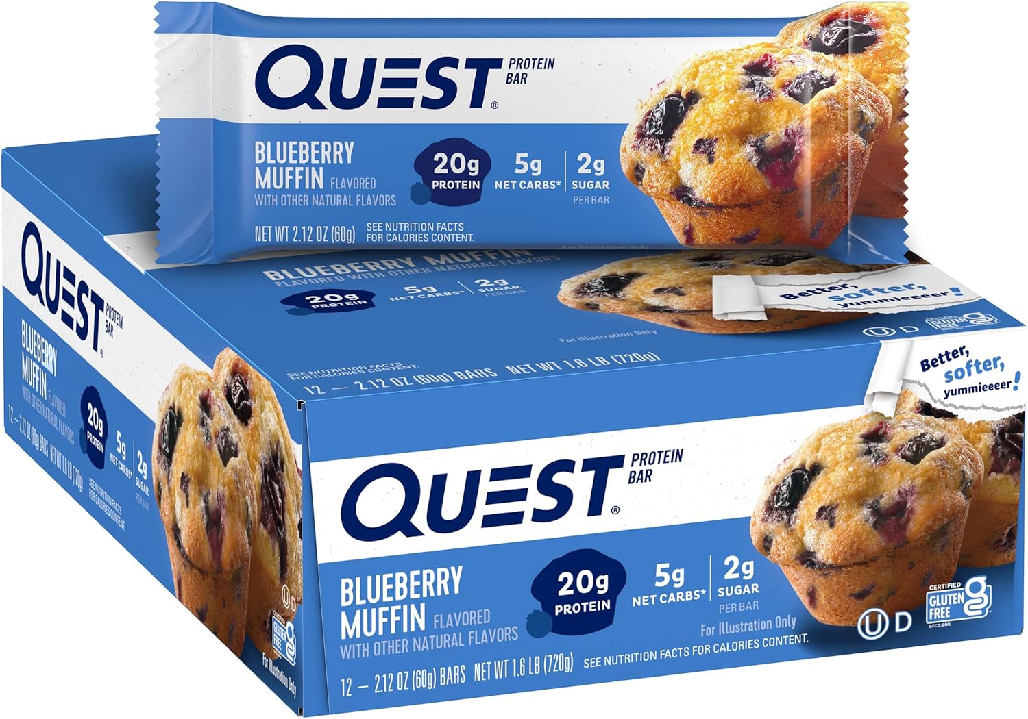 High Protein Snickers Peanut Caramel Bars & Blueberry Muffin Quest Protein Bars Bundle - 36 Bars Total - Espot.com.au