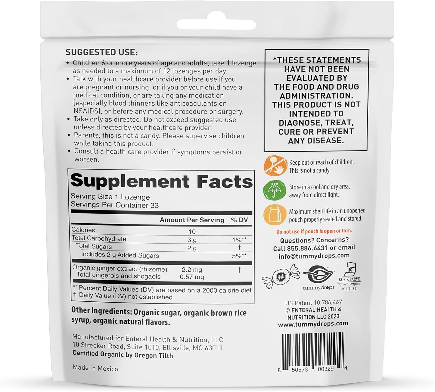 Organic Sweet Ginger Pear Tummydrops - 33 Individually Wrapped Lozenges, Gluten-Free & Vegan - Resealable Bag Included - Espot.com.au
