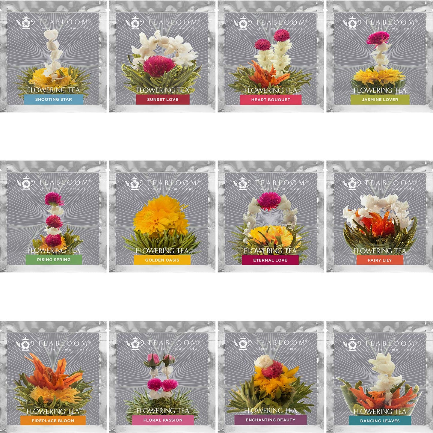 teabloom-flowering-tea-gift-set---12-varieties-of-blooming-tea-flowers-in-a-canister---hand-tied-green-tea-leaves-with-edible-flowers---12-pack-2