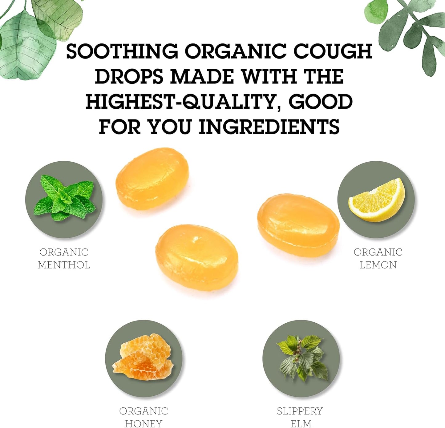 Organic Meyer Lemon & Honey Cough Relief Lozenges with Natural Menthol - 18 Ct Bag - Light Yellow - Quantum Health - Espot.com.au
