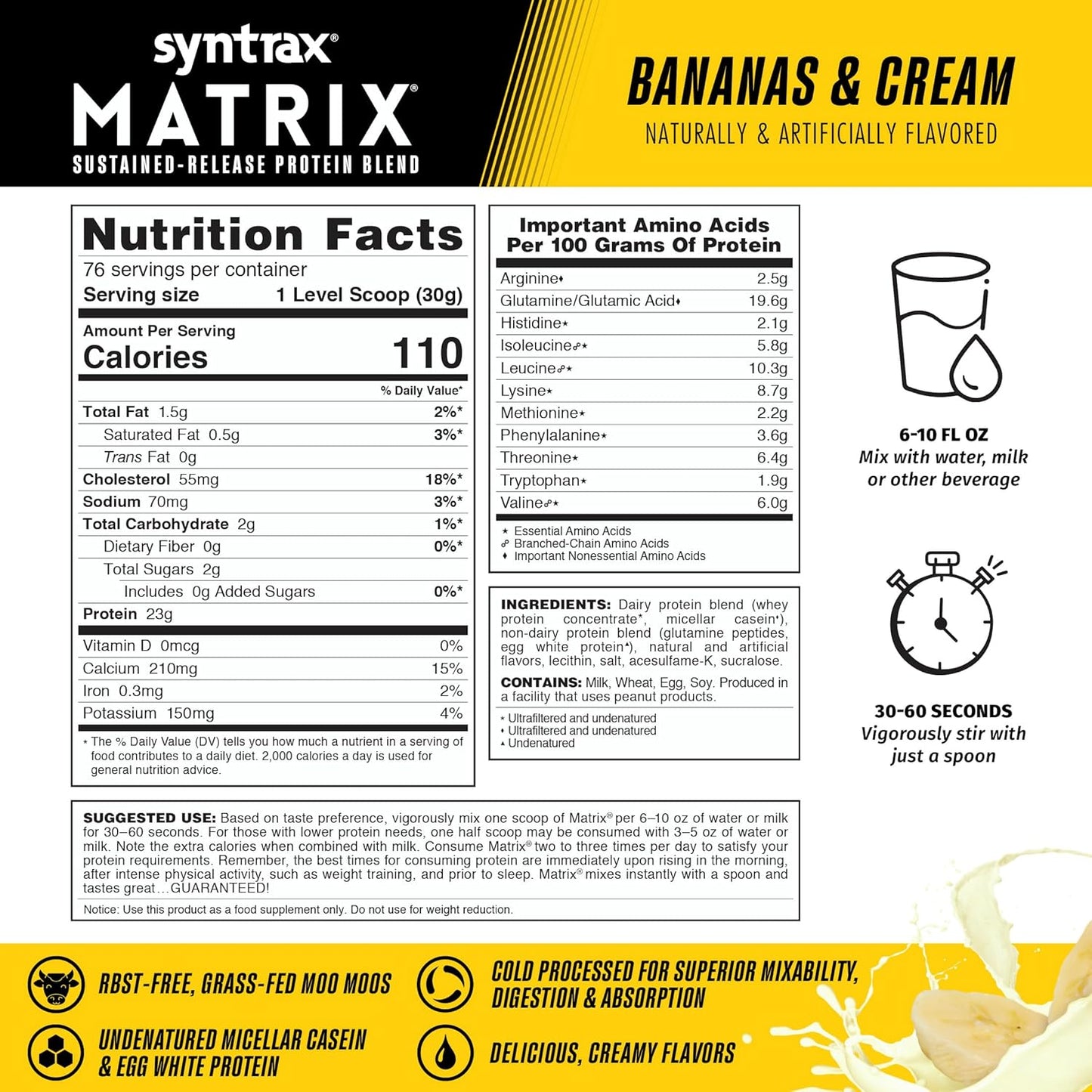 syntrax-nutrition-matrix-sustained-release-protein-blend-bananas-and-cream-5-lb---high-quality-protein-supplement-for-muscle-recovery-and-growth-3