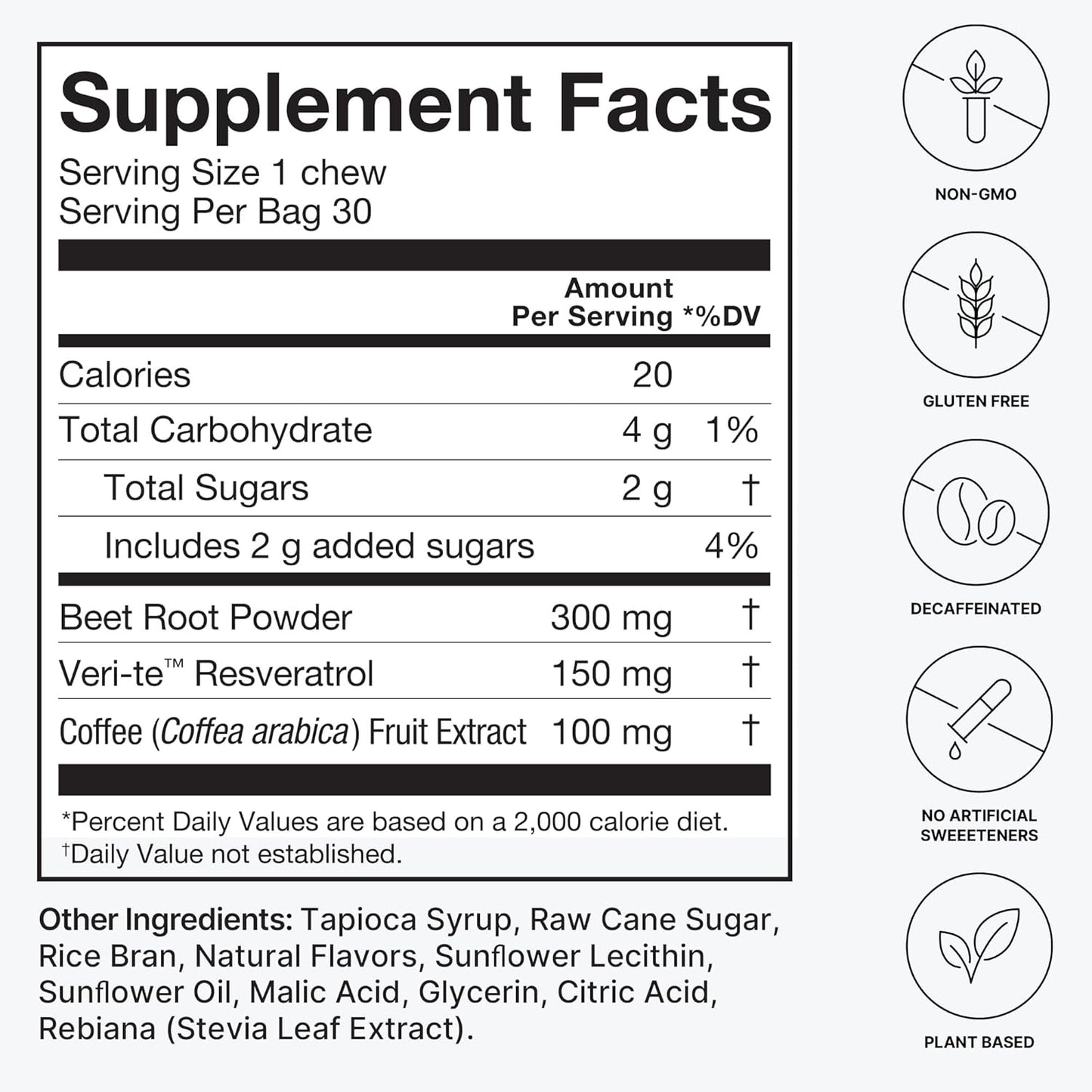 SuperBeets Brain Chews: Memory, Focus & Mental Alertness Supplements with Nootropics, Resveratrol, Beet Root Powder, Blueberry Pomegranate - 30 Count - Espot.com.au