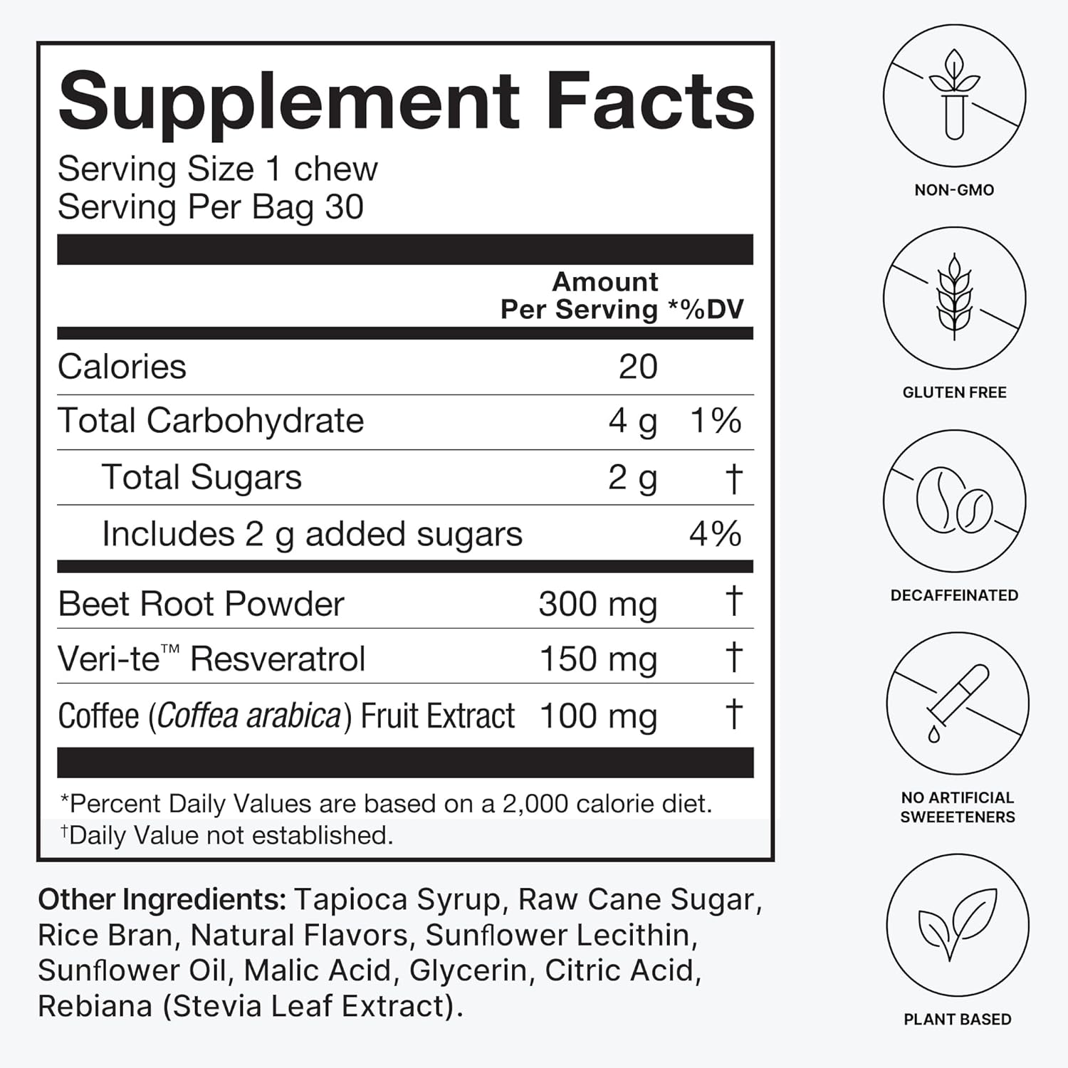 SuperBeets Brain Chews: Memory, Focus & Mental Alertness Supplements with Nootropics, Resveratrol, Beet Root Powder, Blueberry Pomegranate - 30 Count - Espot.com.au