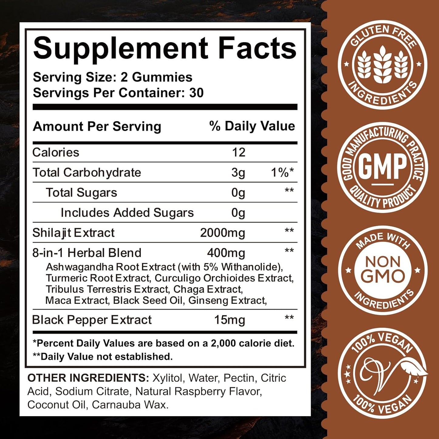 organic-shilajit-gummies-2000mg-with-85-trace-minerals---ashwagandha-maca-black-seed-oil---energy-brain-immunity---sugar-free-raspberry---60ct-2
