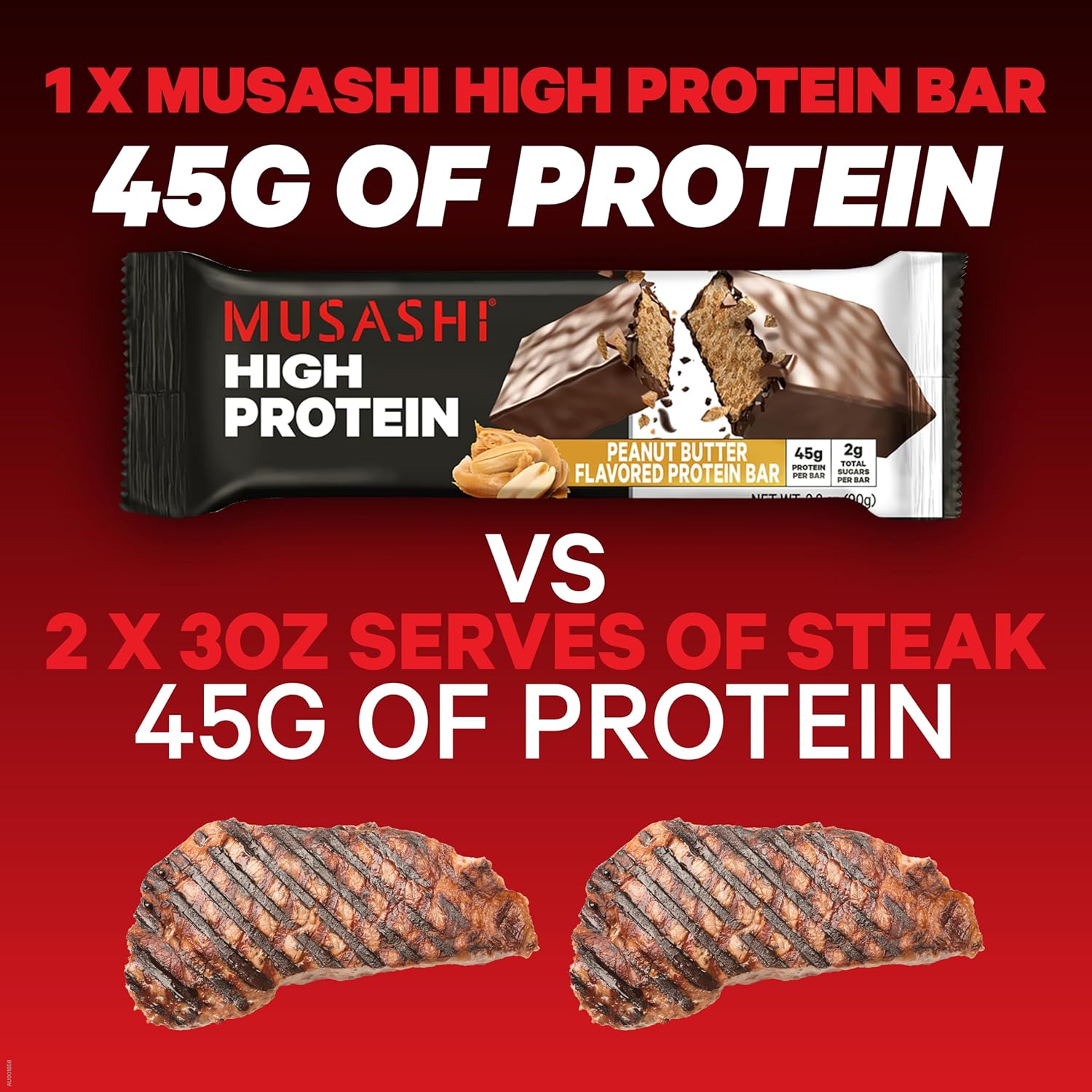 High Protein Peanut Butter & Milk Chocolate Coated Bars - 45g Protein, 2g Sugars - Post Workout Snack - 12 Pack 3.2oz Bars - MUSASHI - Espot.com.au