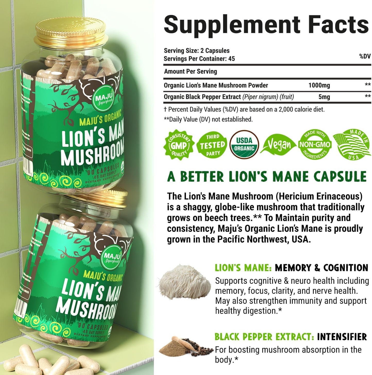 Mental Mushrooms Bundle by Maju Superfoods - Boost Your Brainpower with this Nutrient-Packed Combo - Espot.com.au