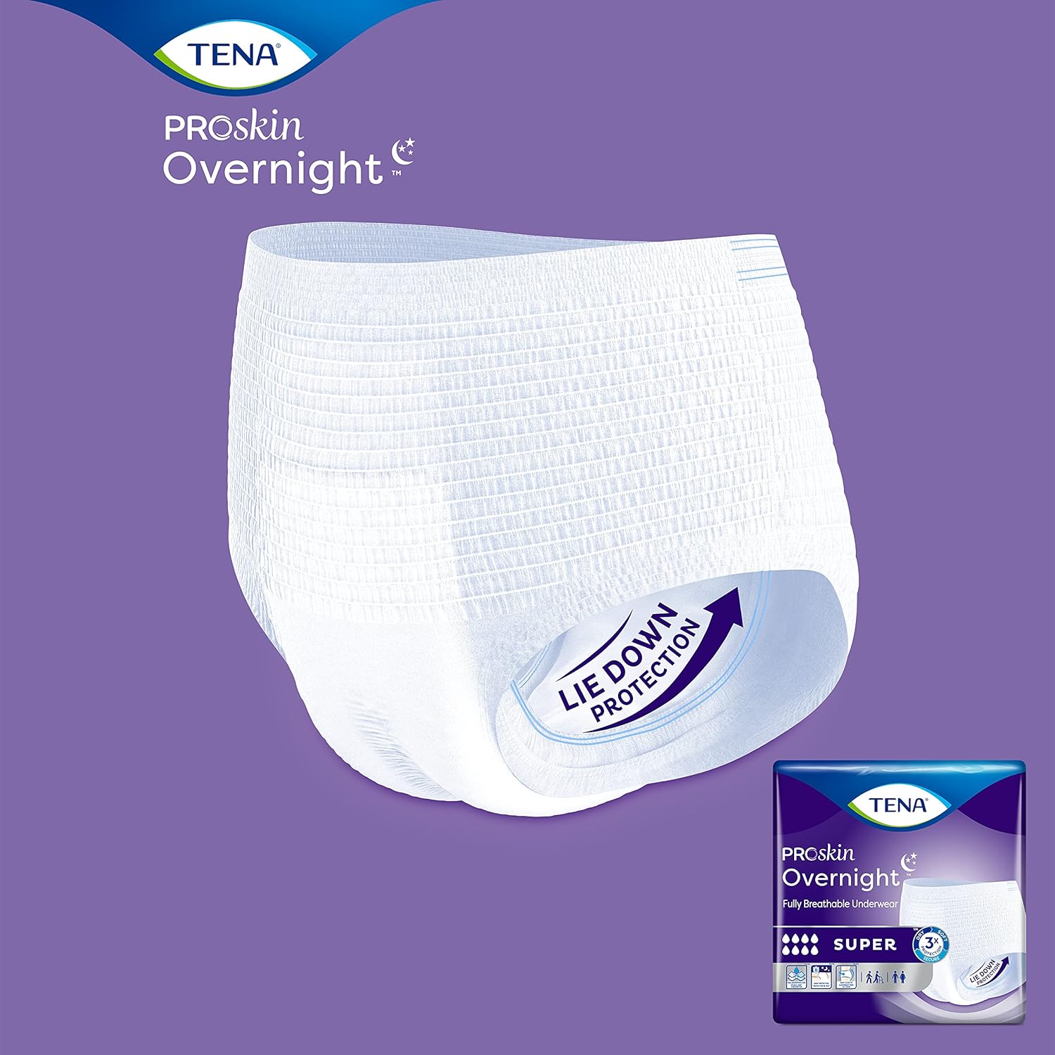 TENA ProSkin Overnight Super Protective Incontinence Underwear, Heavy Absorbency, Medium, Unisex, 56 Count - Espot.com.au
