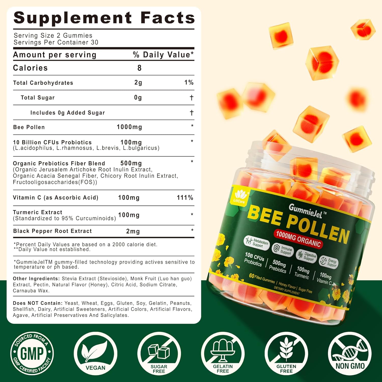 organic-bee-pollen-gummies-with-probiotics-prebiotics-turmeric---digestive-health-weight-support---b-vitamins-antioxidants-amino-acids---1000mg-2
