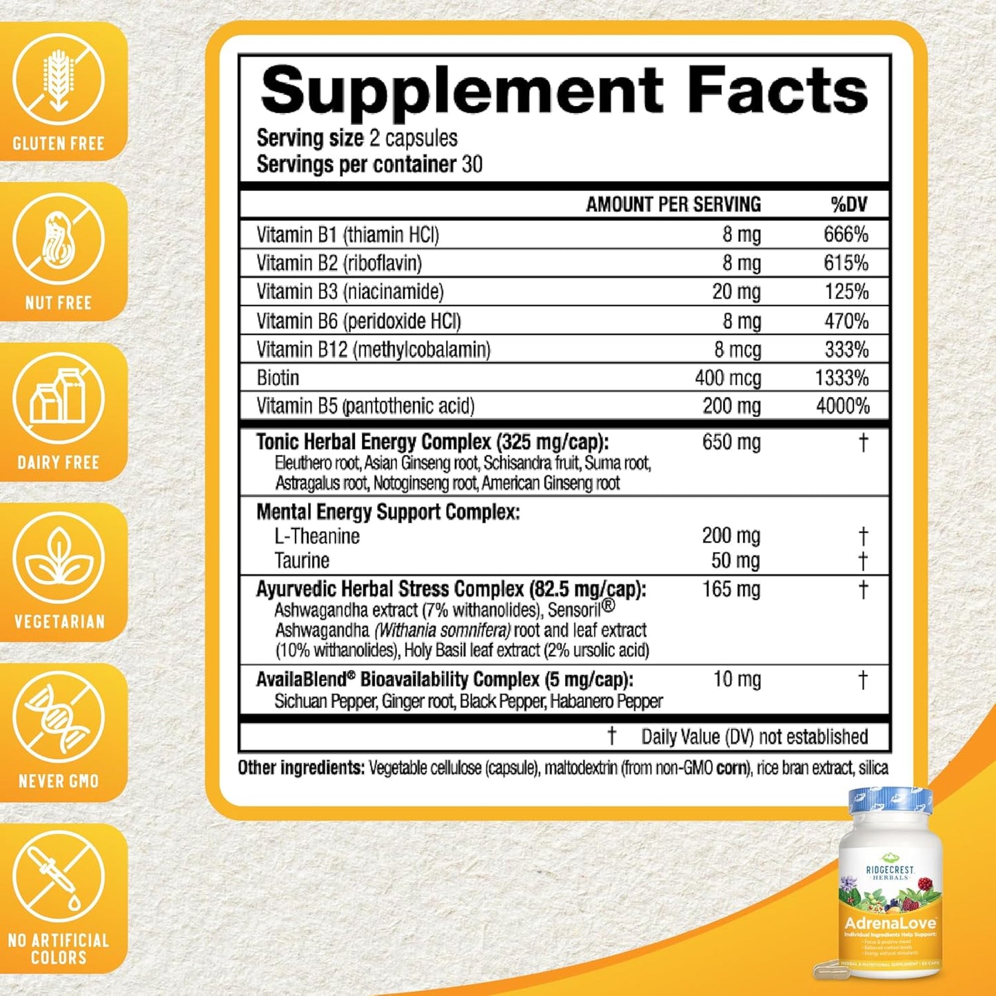 AdrenaLove Adrenal Support Supplement with Adaptogens - 60 Capsules, Stress Relief Formula with Ashwagandha, Ginseng, and B Vitamins - Espot.com.au